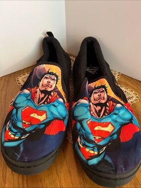DC Comics Superman Graphic Slip-On Flats in Blue, Red, Black